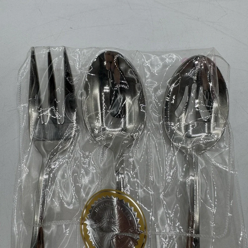 Heritage Mint Safrano GLOSSY 18/0 Stainless Serving Flatware Sets 11 Pieces